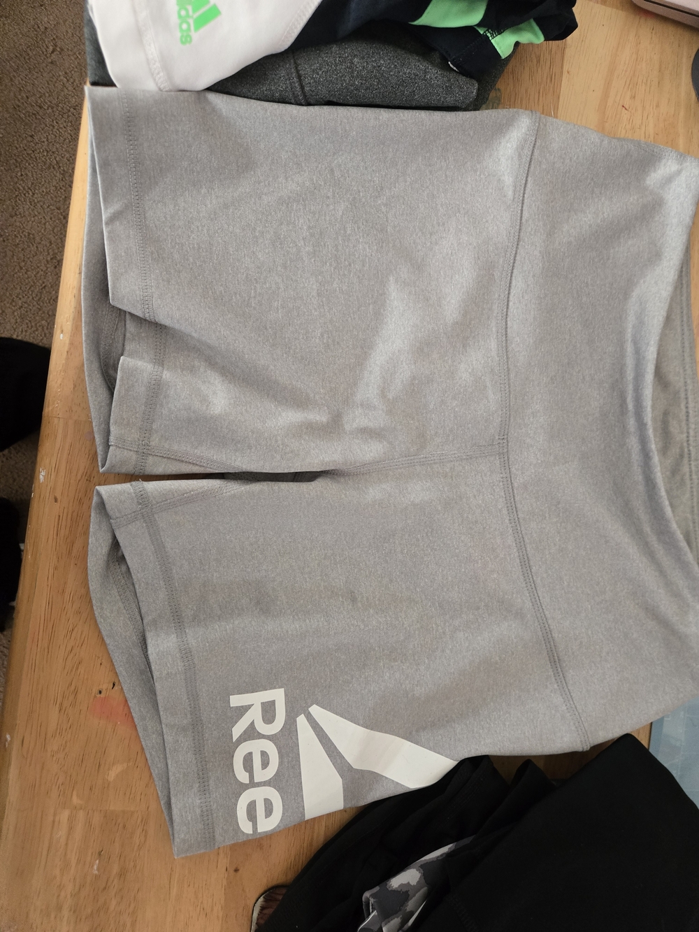 Reebok Light Gray Athletic Bike Shorts with White Logo